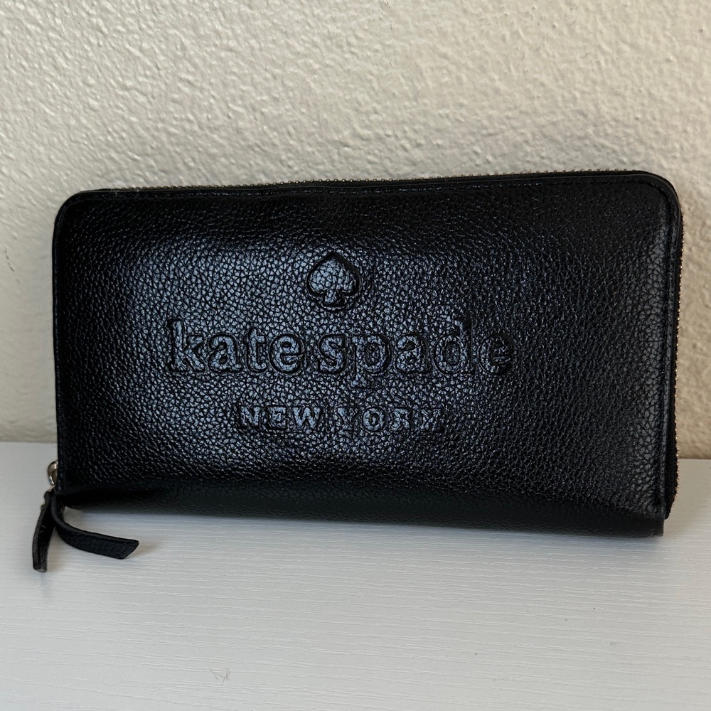 kate spade leather Embossed Logo Zip Around Wallet